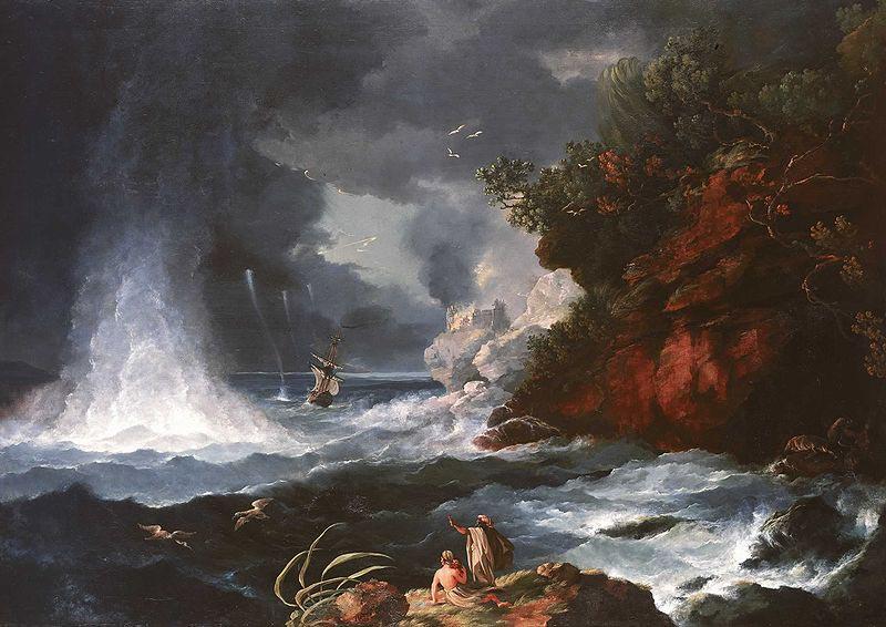 William Hodges A View of Cape Stephens in Cook's Straits with Waterspout, 1776 France oil painting art